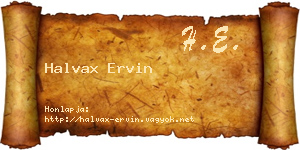 Halvax Ervin névjegykártya